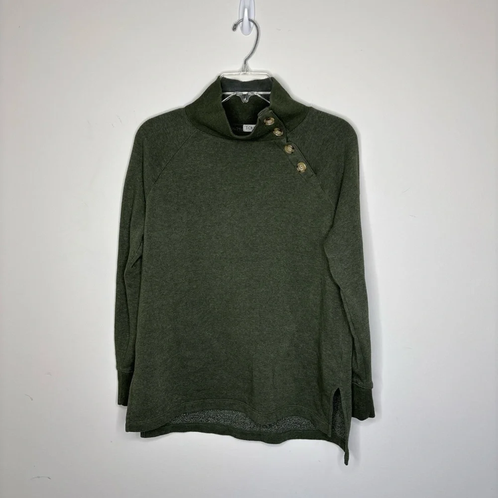 BN1 J. Crew Fleece Sweater Sage Green Oversized Pullover Cotton‎ Blend XS